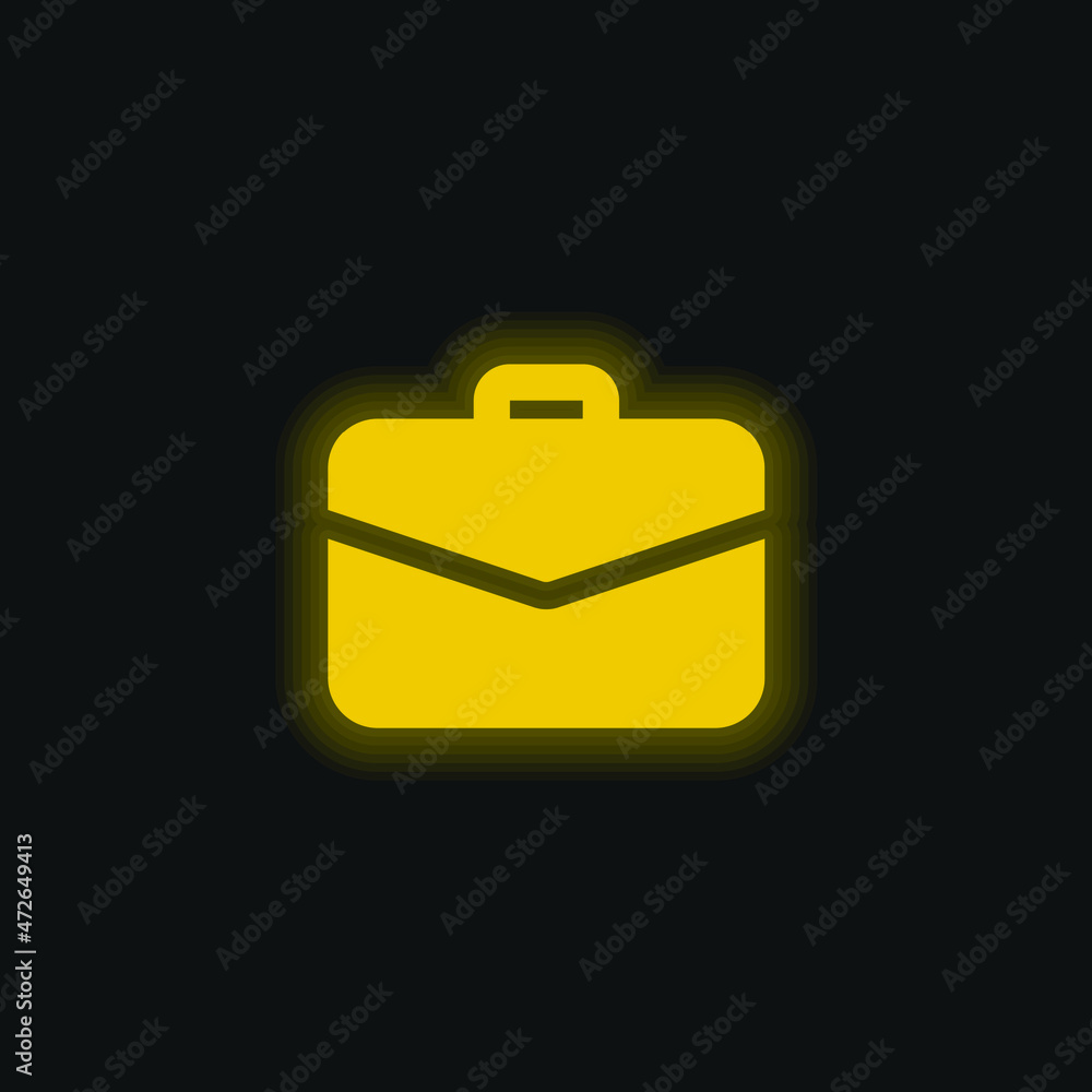 Briefcase yellow glowing neon icon Briefcase yellow glowing neon icon