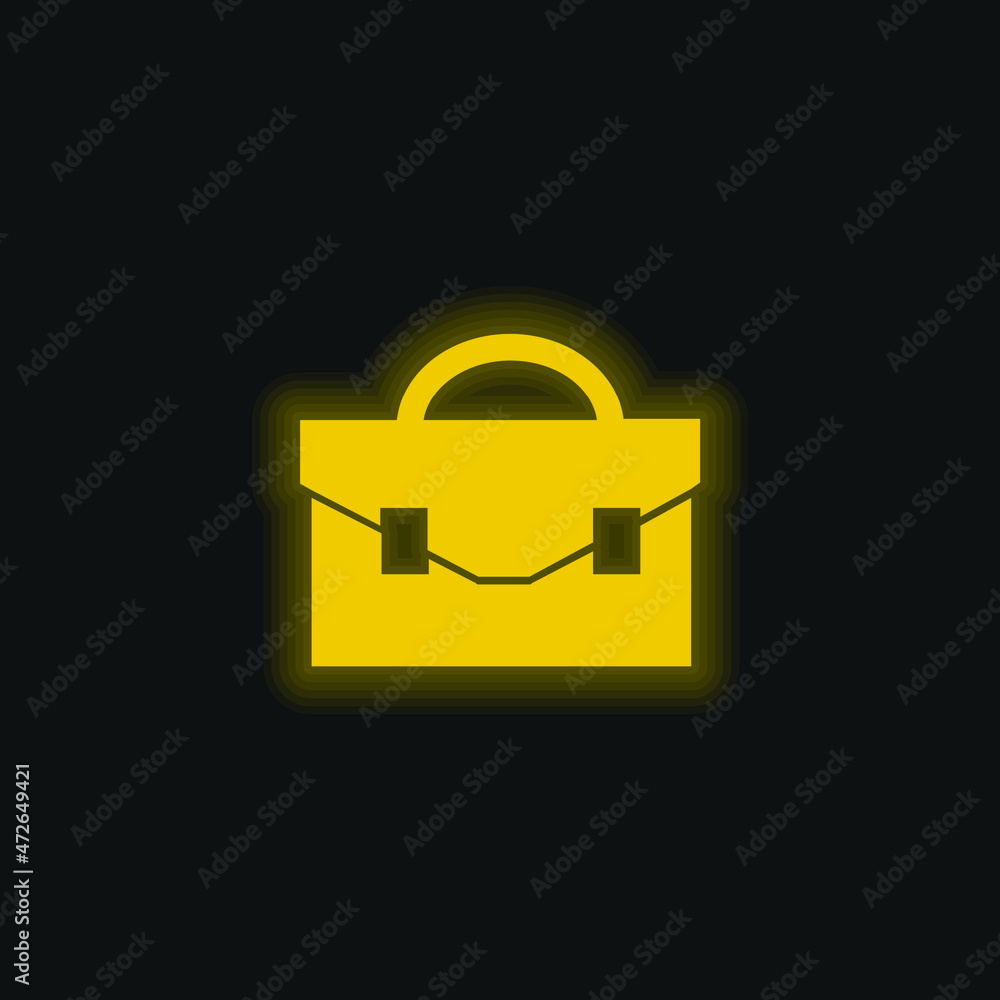 Black Briefcase yellow glowing neon icon Black Briefcase yellow glowing neon icon