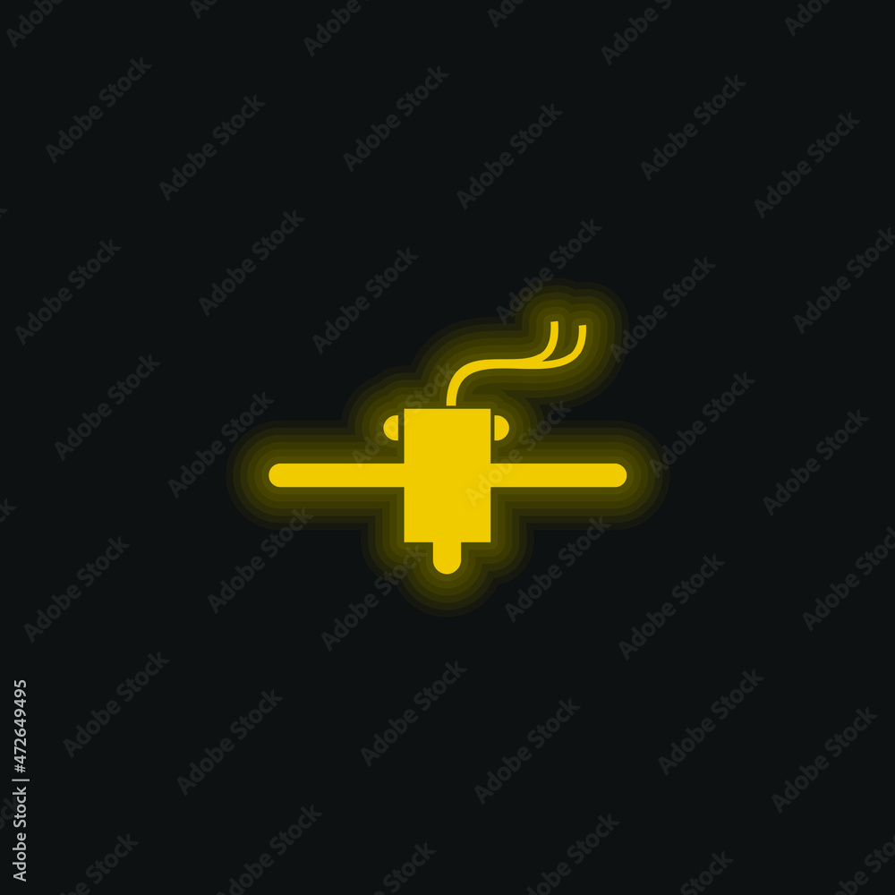 3d Printer Tool yellow glowing neon icon 3d Printer Tool yellow glowing neon icon