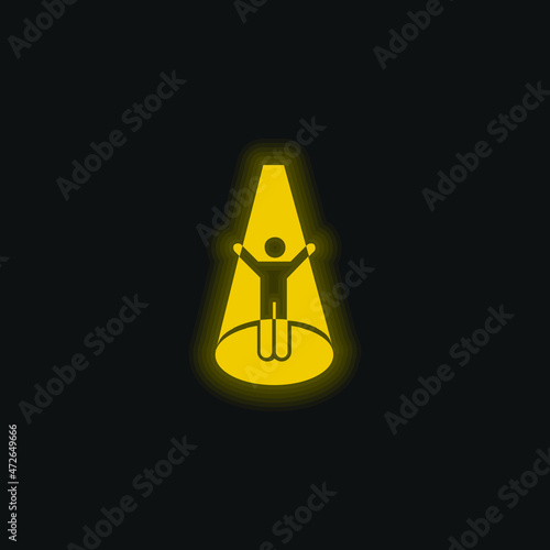 Abducted Man yellow glowing neon icon