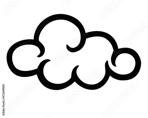 Cloud, weather phenomenon - stock illustration for logo or pictogram. Cloud - a linear picture for a sign or icon