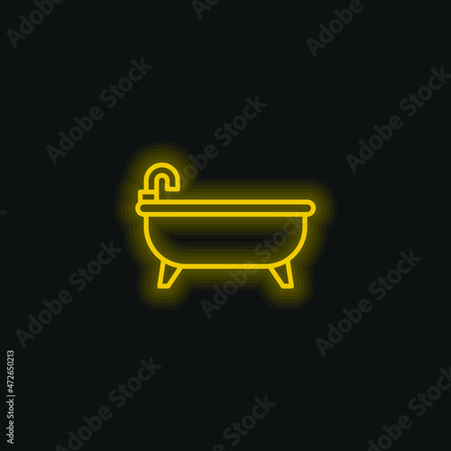 Bathtub yellow glowing neon icon