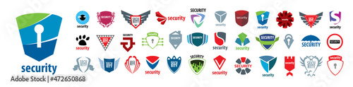 A set of vector logos protection on a white background