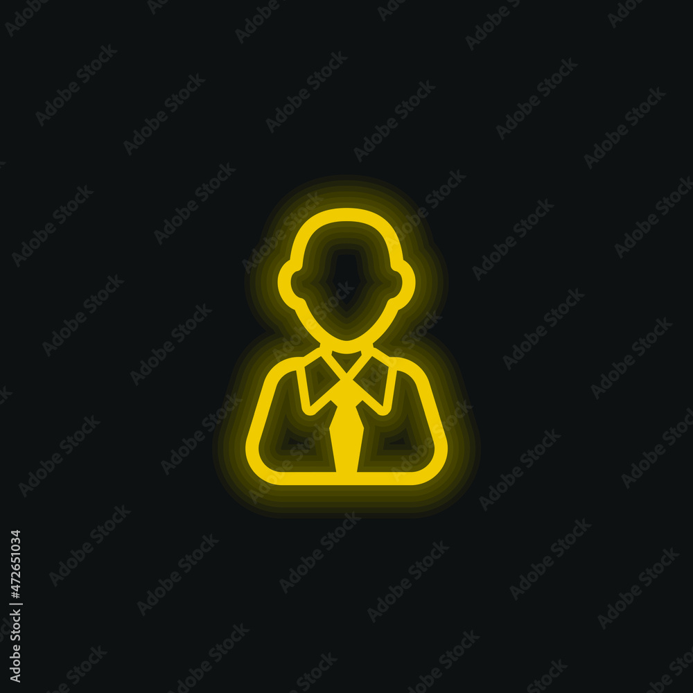 Bald Businessman yellow glowing neon icon Bald Businessman yellow glowing neon icon
