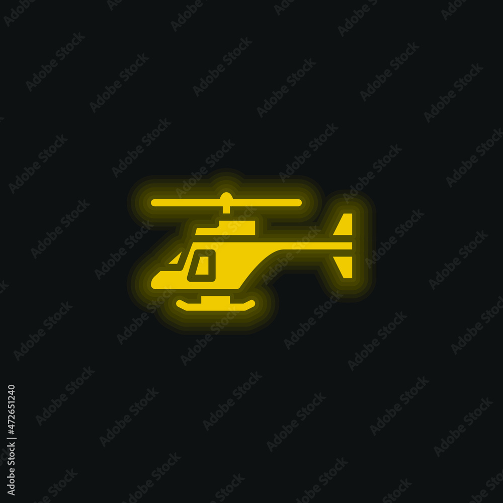 Army Helicopter yellow glowing neon icon Army Helicopter yellow glowing neon icon