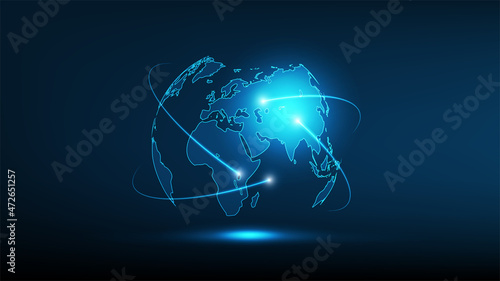 Global network connection with Metaverse digital world smart futuristic interface technology background, Vector Illustration