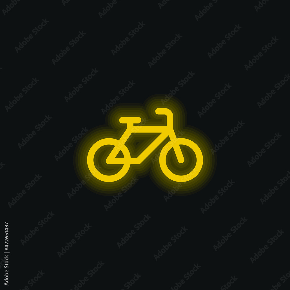 Bicycle yellow glowing neon icon Bicycle yellow glowing neon icon