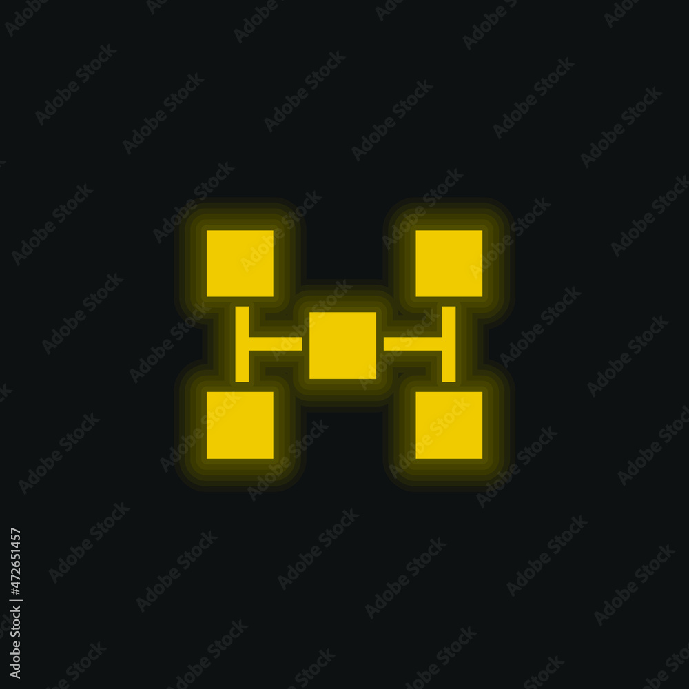 Blocks Scheme Of Five Squares yellow glowing neon icon Blocks Scheme Of Five Squares yellow glowing neon icon