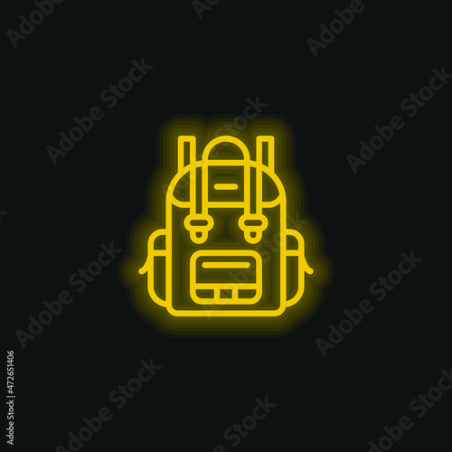 Backpack yellow glowing neon icon