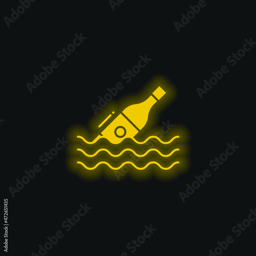 Bottle yellow glowing neon icon