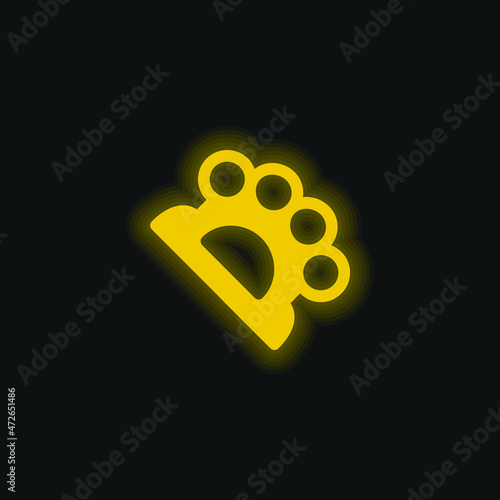 Brass Knuckles yellow glowing neon icon