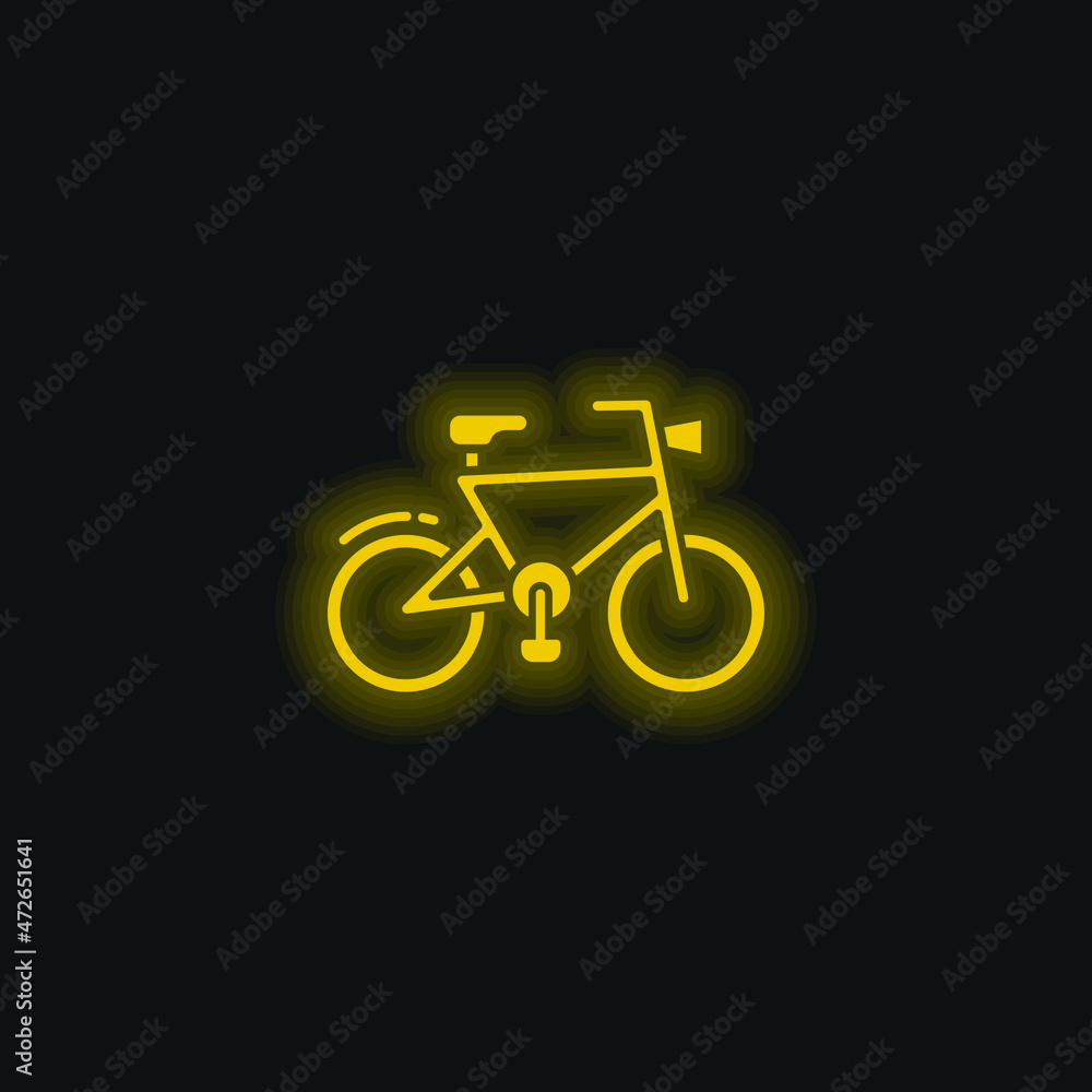 Bicycle yellow glowing neon icon Bicycle yellow glowing neon icon