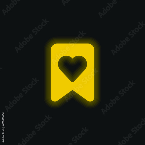 Bookmark yellow glowing neon icon