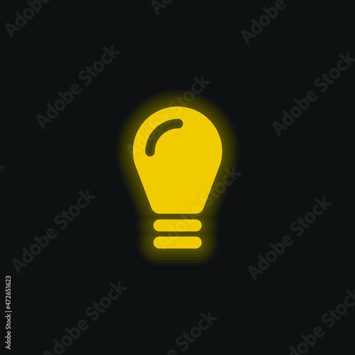 Black Lightbulb yellow glowing neon icon