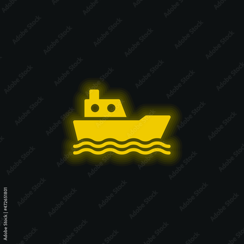 Boat yellow glowing neon icon Boat yellow glowing neon icon