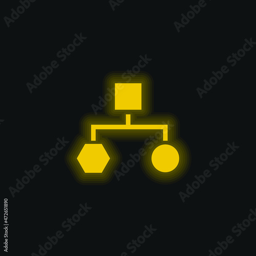 Block Schemes Of Black Shapes yellow glowing neon icon
