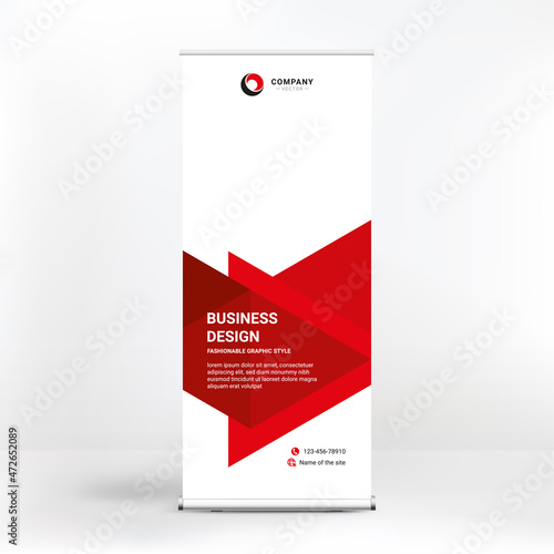 Cuadro en lienzo Banner design, roll-up stand for advertising, conferences, seminars, poster template for placing photos and text
