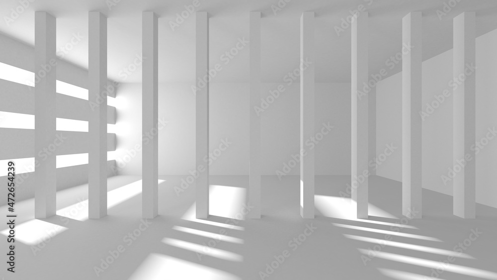 Obraz premium Illuminated corridor interior design. Empty Room Interior Background