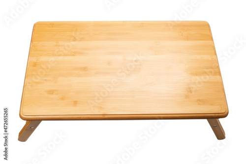 Wooden table isolated on a white background.