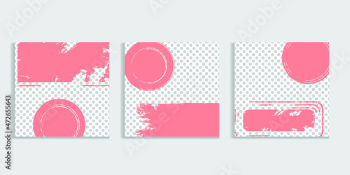 Social media square covers with grunge design  . Contemporary style . Post frame stories templates. Layout for promotion .Media banner .Vector