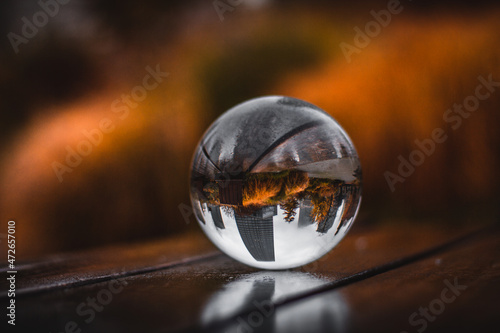 City Lensball View in Centrum of Warsaw, Poland, Europe, Autumn Time.