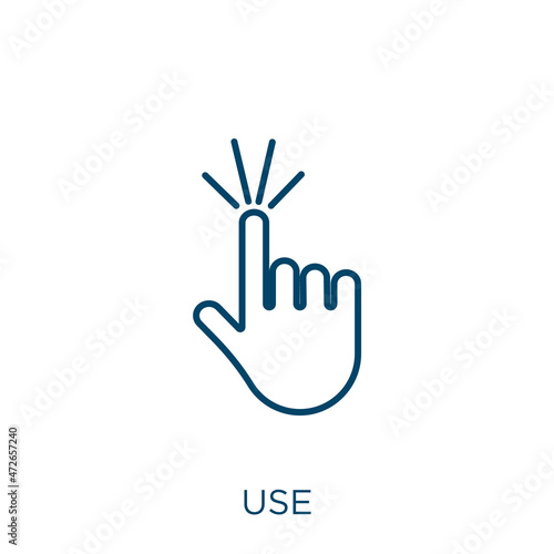 use icon. Thin linear use outline icon isolated on white background. Line vector use sign, symbol for web and mobile.