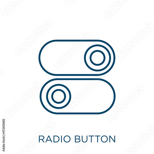 radio button icon. Thin linear radio button outline icon isolated on white background. Line vector radio button sign, symbol for web and mobile.