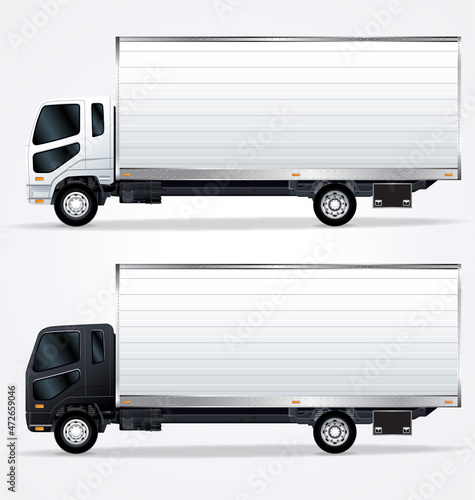 small medium sized transport delivery truck realistic