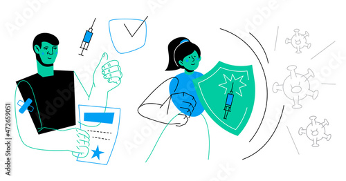 Vaccination - modern flat design style illustration with line elements