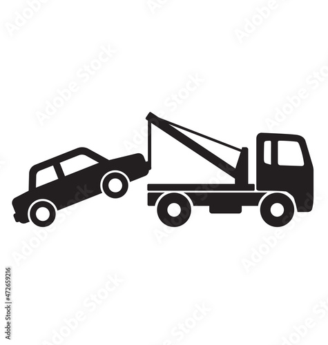 simple tow truck towing car silhouette