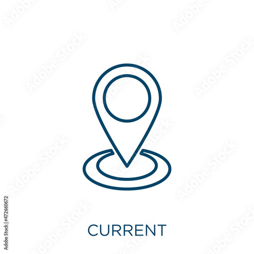 current icon. Thin linear current outline icon isolated on white background. Line vector current sign, symbol for web and mobile.