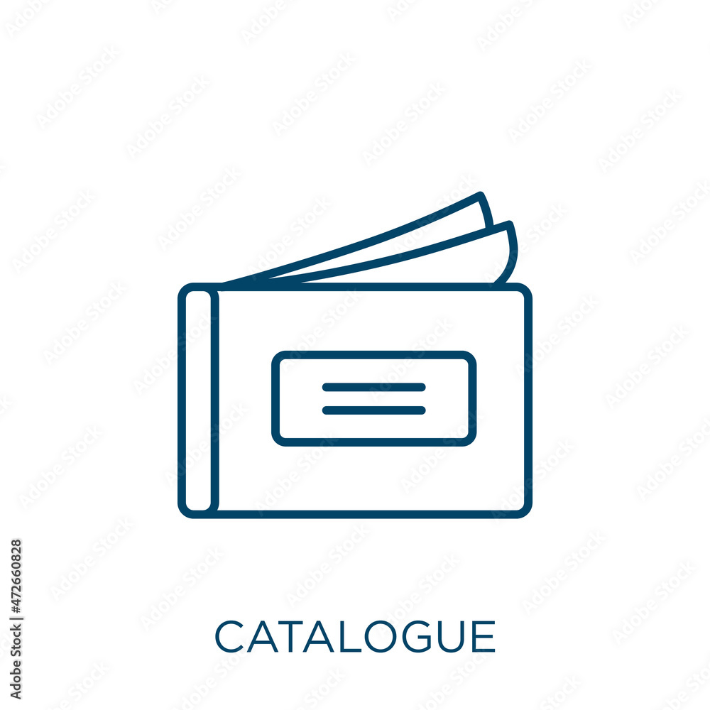 catalogue icon. Thin linear catalogue outline icon isolated on white