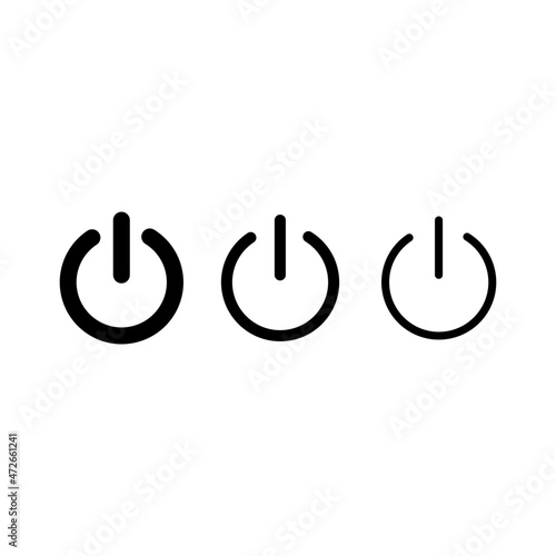 On-off outline icon. Set of start power buttons. Black shut down sign on white background. Trendy flat symbol used for: illustration, logo, mobile, app, design, web, dev, ui, ux, gui. Vector EPS 10