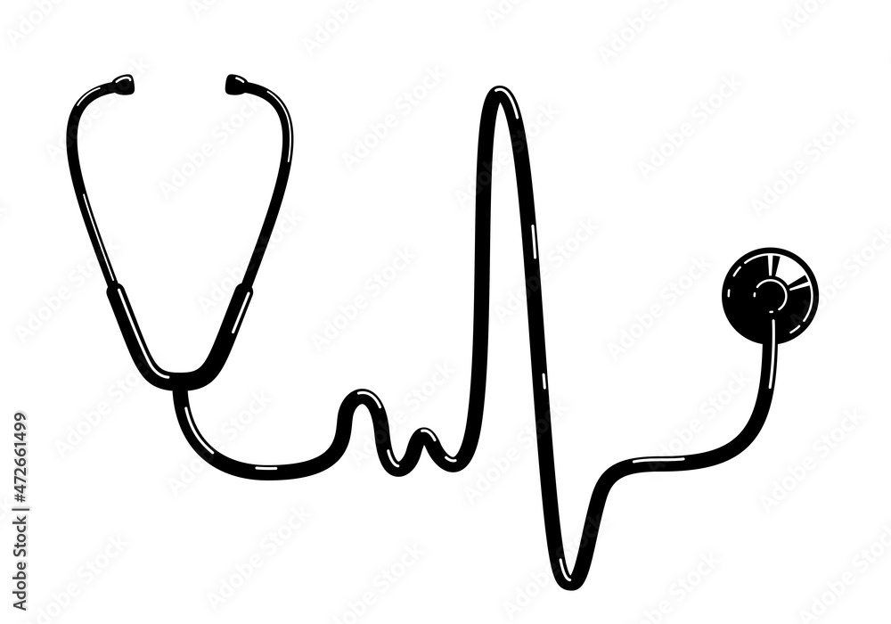 Stethoscope with heart vector simple icon isolated over white background, cardiology theme illustration or logo. Stethoscope with heart vector simple icon isolated over white background, cardiology theme illustration or logo.