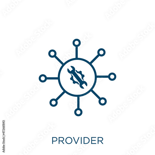 provider icon. Thin linear provider outline icon isolated on white background. Line vector provider sign, symbol for web and mobile.