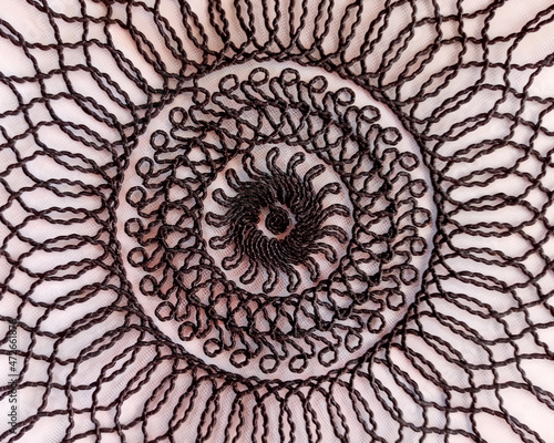 spiral pattern of an embroidery cloth