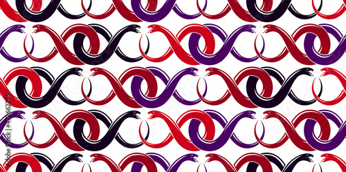 Repeat snakes seamless vector pattern, tiling endless background with venom reptiles in vintage style, subculture rock n roll and hard rock theme.