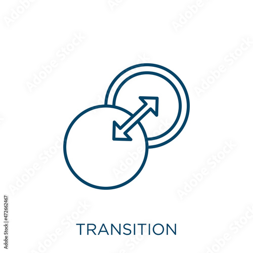 transition icon. Thin linear transition outline icon isolated on white background. Line vector transition sign, symbol for web and mobile.