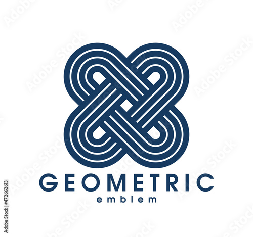 Abstract geometric vector logo isolated on white, linear graphic design modern style symbol, line art geometrical shape emblem or icon.