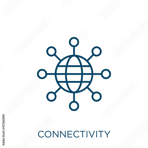 connectivity icon. Thin linear connectivity outline icon isolated on white background. Line vector connectivity sign, symbol for web and mobile.