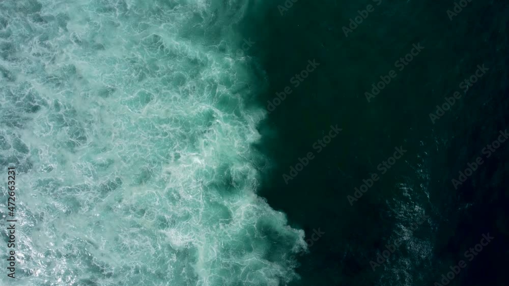 Abstract birds eye foamy ocean waves. High quality 4k aerial top down footage Abstract birds eye foamy ocean waves. High quality 4k aerial top down footage