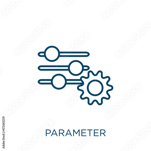 parameter icon. Thin linear parameter outline icon isolated on white background. Line vector parameter sign, symbol for web and mobile. photo