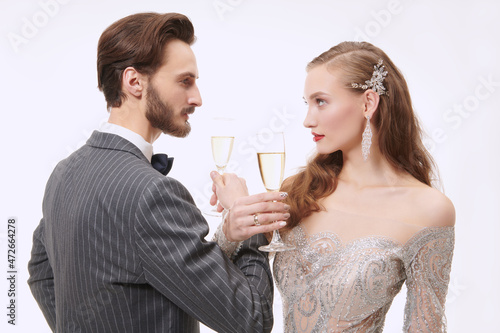 young couple drinking champagne