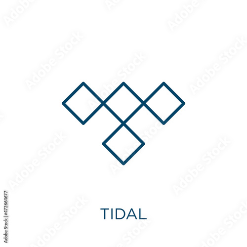 tidal icon. Thin linear tidal outline icon isolated on white background. Line vector tidal sign, symbol for web and mobile.