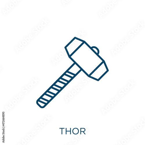thor icon. Thin linear thor outline icon isolated on white background. Line vector thor sign, symbol for web and mobile.