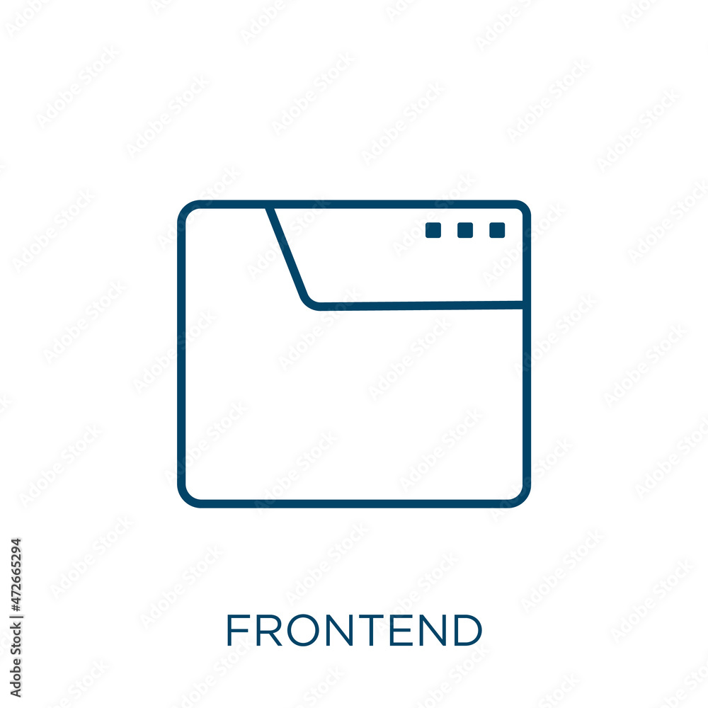 frontend icon. Thin linear frontend outline icon isolated on white ...