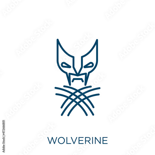 wolverine icon. Thin linear wolverine outline icon isolated on white background. Line vector wolverine sign, symbol for web and mobile.