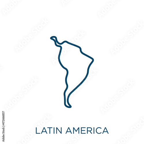 latin america icon. Thin linear latin america outline icon isolated on white background. Line vector latin america sign, symbol for web and mobile.