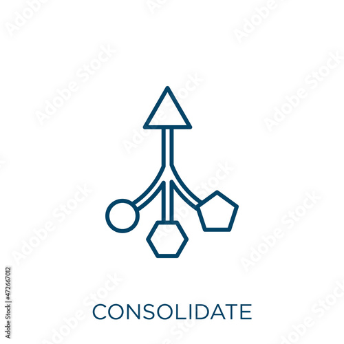 consolidate icon. Thin linear consolidate outline icon isolated on white background. Line vector consolidate sign, symbol for web and mobile. photo