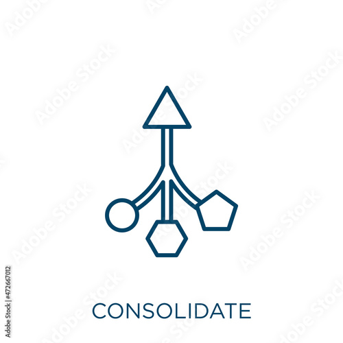 consolidate icon. Thin linear consolidate outline icon isolated on white background. Line vector consolidate sign, symbol for web and mobile.